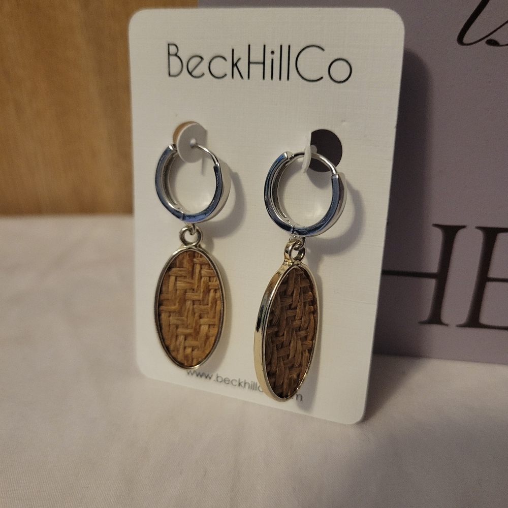 BeckHillCo Silver and Brown Hoop Earrings